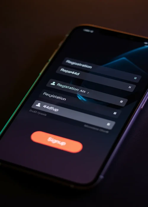 Illustratie van het registratieformulier van Kakadu Casino op een desktop en mobiel apparaat, met de 'Sign Up' knop prominent aanwezig.